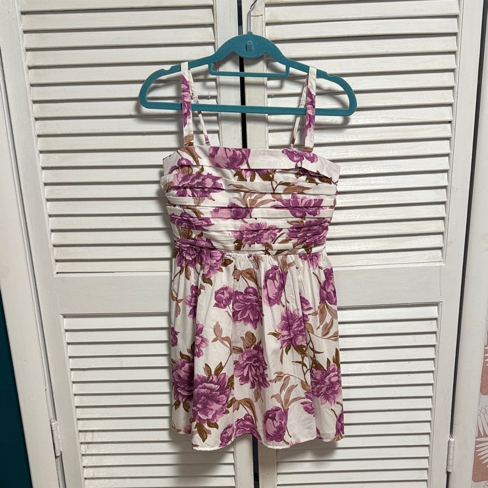 Abercrombie & Fitch White and Purple Floral Mini Dress